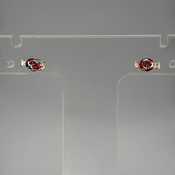 Jewelry - Red and Silver Stud Earrings with Classic Design